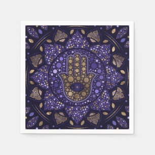 Hamsa Hand - Hand von Fatima in Lotus mandala Serviette