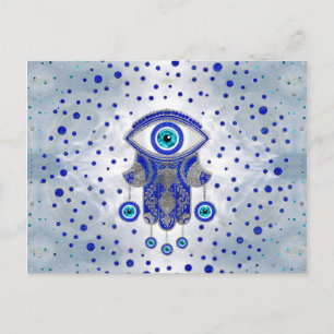 Hamsa Hand - Hand von Fatima Lapis Lazuli und Silb Postkarte