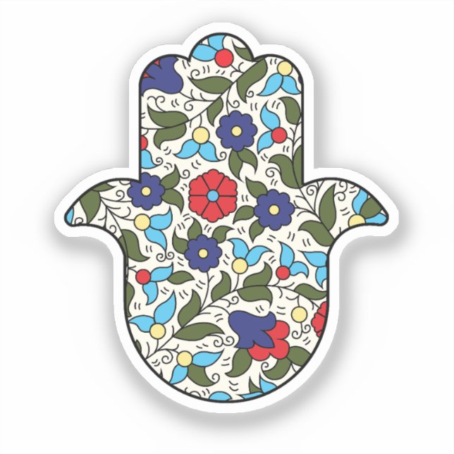 Hamsa Hand Khalili Floral Aufkleber (Vorderseite)
