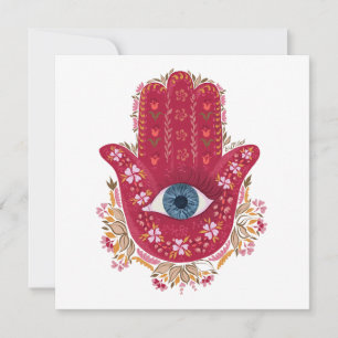 Hamsa Hand_Magenta_Cream Card