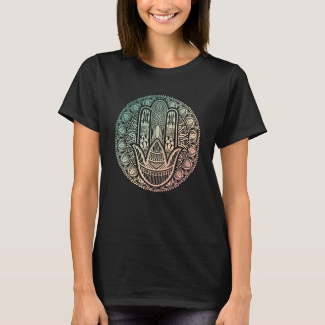 Hamsa Hand Mandala Hindu Yoga Meditation Spiritual T-Shirt (Vorderseite)