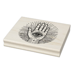 Hamsa Hand mit Augenkunstdarstellung Gummistempel