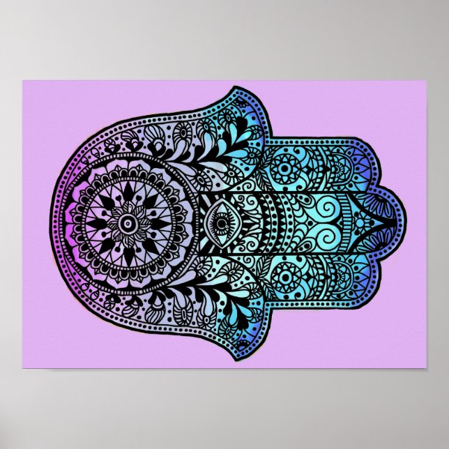 Hamsa Hand Ombre Print Poster (Vorne)