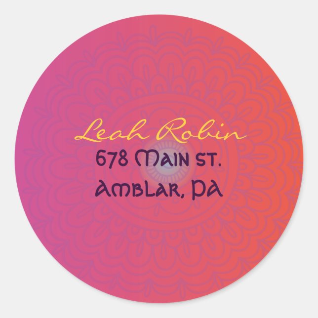 HAMSA HAND Red Orange Rücksendeadresse Sticker (Vorderseite)