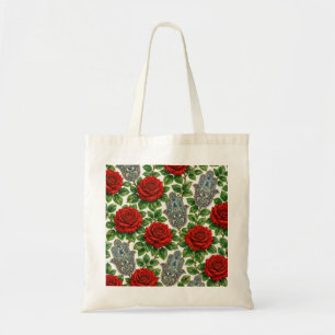 Hamsa-Hand & Rote Rosen Böser-Blick-Botanik-Muster Tragetasche