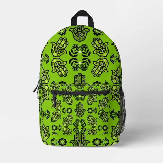 Hamsa-Hand-Schutz-Kunst Bedruckter Rucksack (Vorderseite)