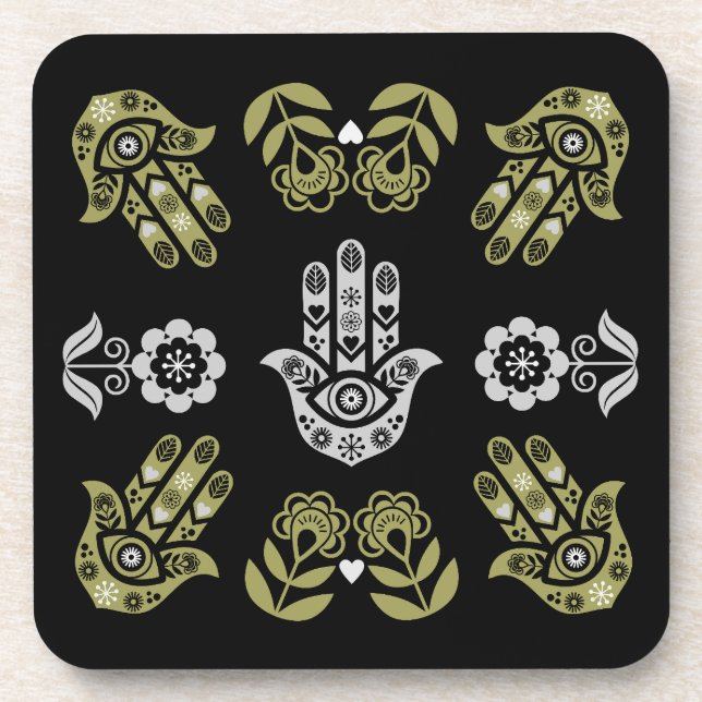 Hamsa-Hand-Schutz-Kunst Getränkeuntersetzer (Vorderseite)