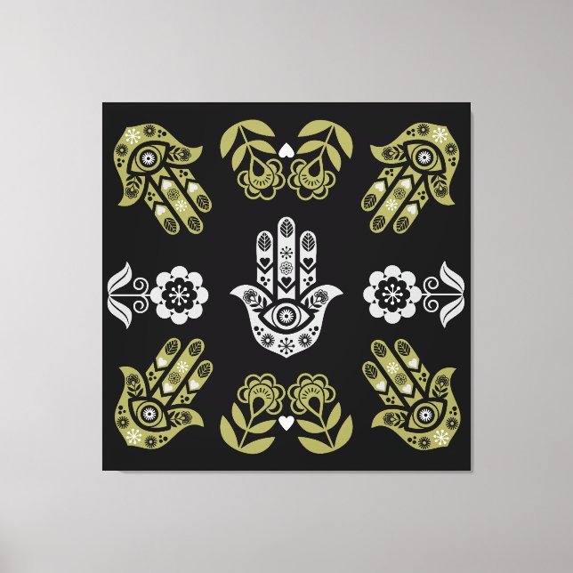 Hamsa-Hand-Schutz-Kunst Leinwanddruck (Vorderseite)