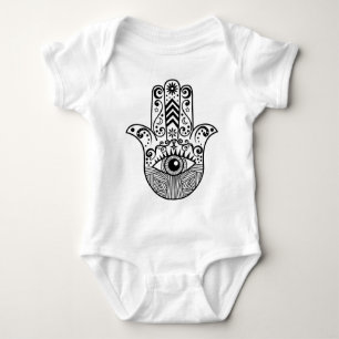 Hamsa Hand Schwarzweiss Baby Strampler