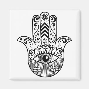Hamsa Hand Schwarzweiss Magnet