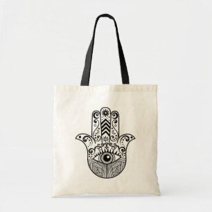 Hamsa Hand Schwarzweiss Tragetasche