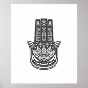 Hamsa Hand spirituelle geometrische böse Augen Med Poster
