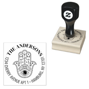 Hamsa Hand von Fatima Evil Eye Rücksendeadresse Se Gummistempel