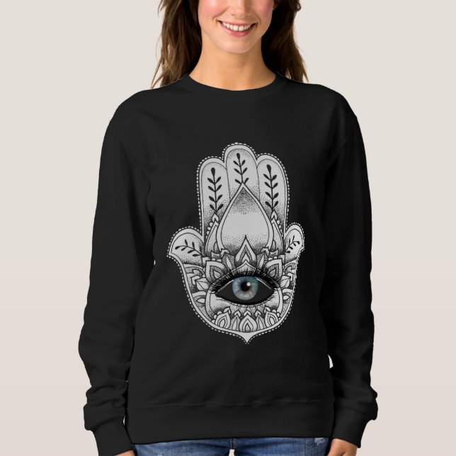 Hamsa Hand Yogi Hand Hams Amulet Good Luck Charm O Sweatshirt (Vorderseite)