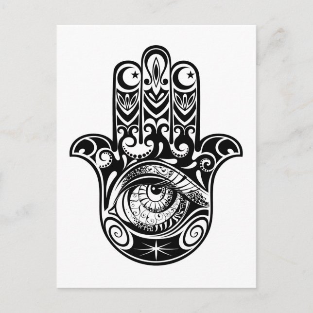 Hamsa Hand Zendoodle Postkarte (Vorderseite)