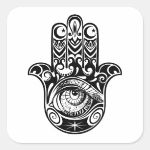 Hamsa Hand Zendoodle Quadratischer Aufkleber