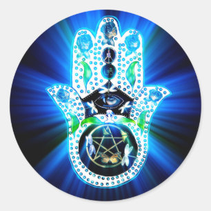 Hamsa Handindigo-Energie Runder Aufkleber