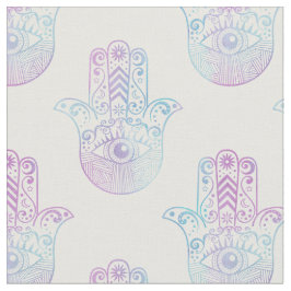 Hamsa Handmuster lila und blau Stoff