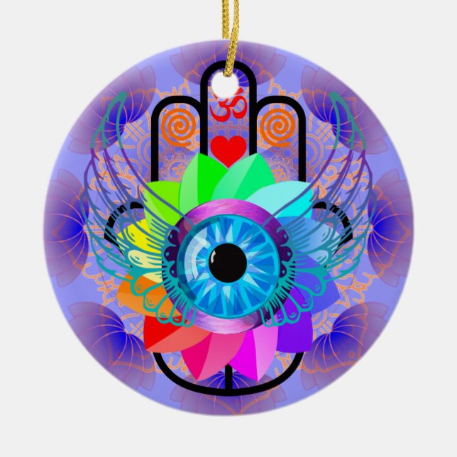 Hamsa-Heilverzierung Keramik Ornament (Vorne)