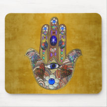Hamsa-Herzen Blumen-Opal-Kunst auf Gold