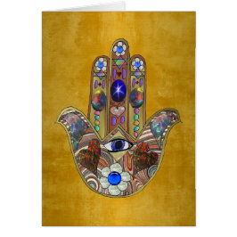 Hamsa Hört Blume Opal Art on Gold