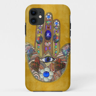 Hamsa Hört Blume Opal Art on Gold Case-Mate iPhone Hülle