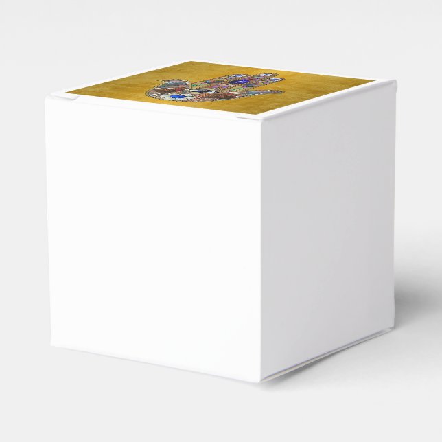 Hamsa Hört Blume Opal Art on Gold Geschenkschachtel (Vorderseite)