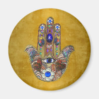 Hamsa Hört Blume Opal Art on Gold