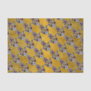 Hamsa Hört Blume Opal Art on Gold Seidenpapier