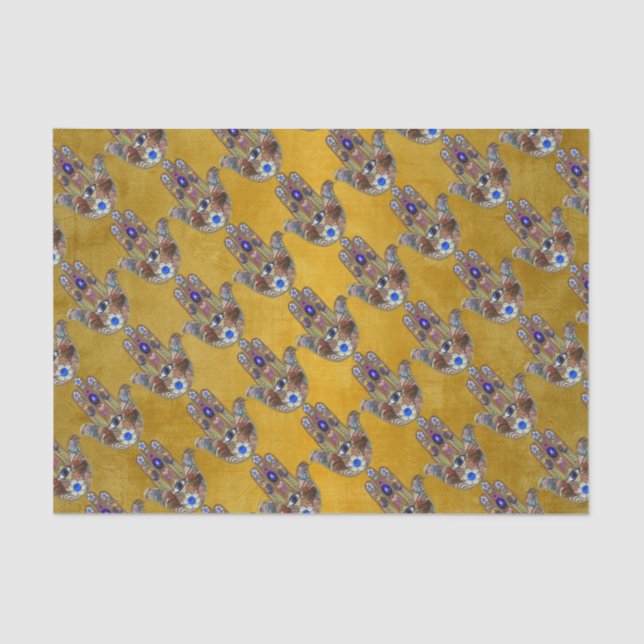 Hamsa Hört Blume Opal Art on Gold Seidenpapier (Vorderseite)