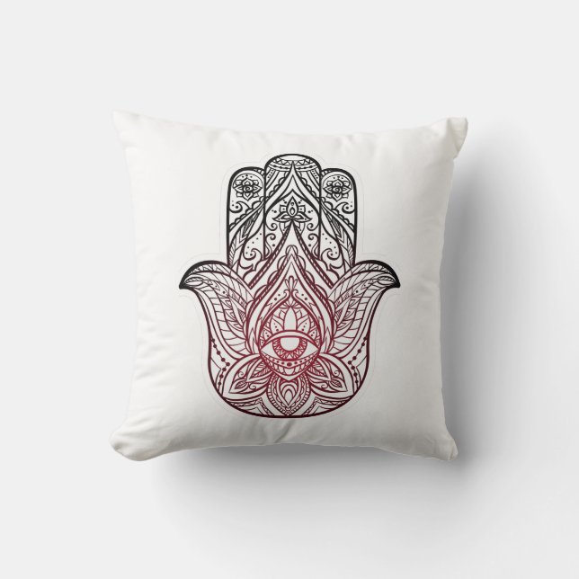 Hamsa mit bohischem Muster Kissen (Vorderseite)