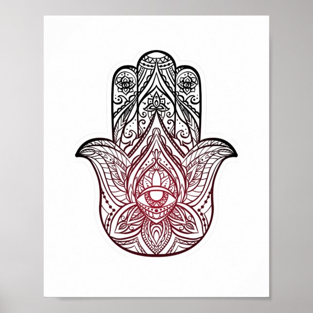 Hamsa mit bohischem Muster Poster (Vorne)