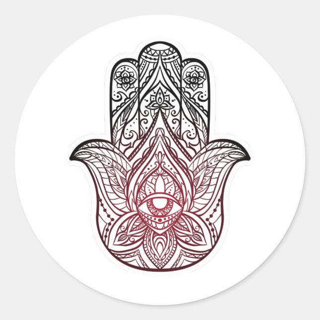 Hamsa mit bohischem Muster Runder Aufkleber (Vorderseite)