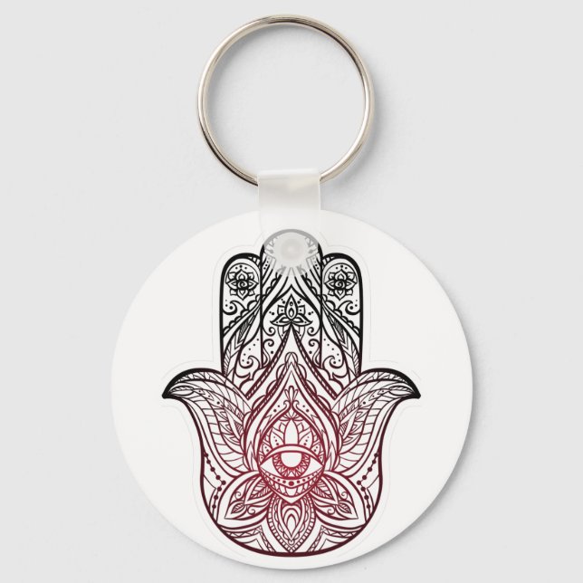 Hamsa mit bohischem Muster Schlüsselanhänger (Vorderseite)