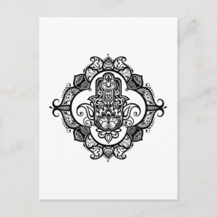 Hamsa mit Ethnic Ornaments Doodle Postkarte