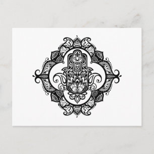 Hamsa mit Ethnic Ornaments Doodle Postkarte