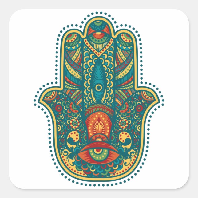 Hamsa Quadratischer Aufkleber (Vorderseite)