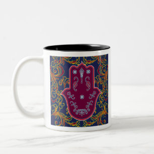 Hamsa und Star of David 2 mystische jüdische Symbo Zweifarbige Tasse
