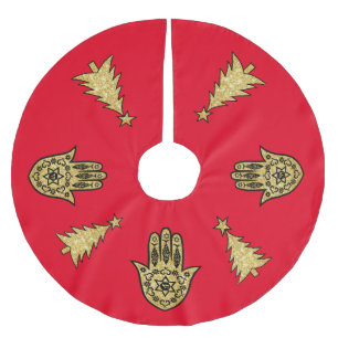 Hamsa und Weihnachtsbaumrock Polyester Weihnachtsbaumdecke