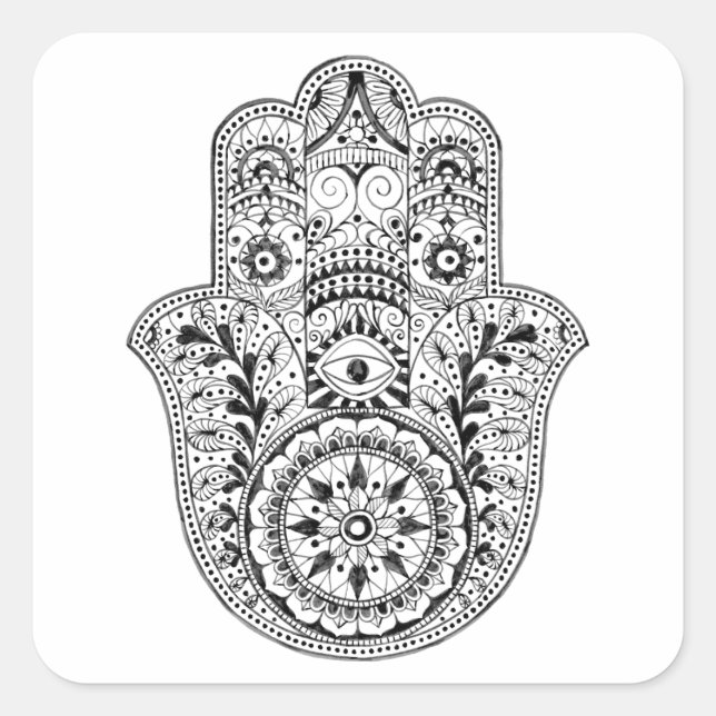 Hamsa Untersetzer Quadratischer Aufkleber (Vorderseite)