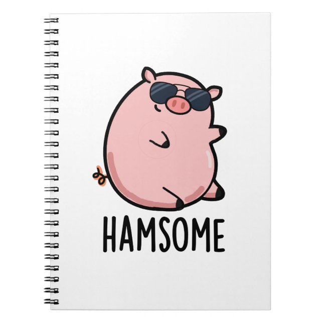 Hamsome Funny Pig Pun Notizblock (Vorderseite)