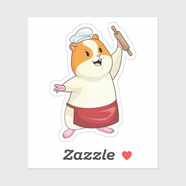 Hamster als Baker mit rollendem Button Aufkleber (Blatt)