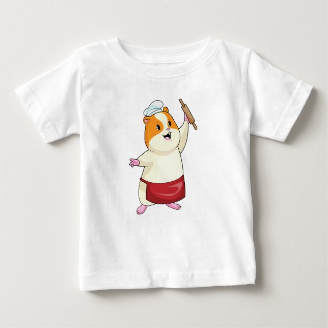 Hamster als Baker mit rollendem Button Baby T-shirt (Vorderseite)