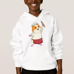 Hamster als Baker mit rollendem Button Hoodie