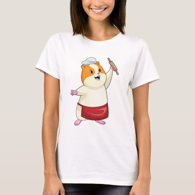 Hamster als Baker mit rollendem Button T-Shirt (Vorderseite)