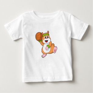 Hamster als Basketballspieler mit Basketball Baby T-shirt