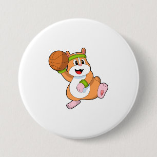 Hamster als Basketballspieler mit Basketball Button