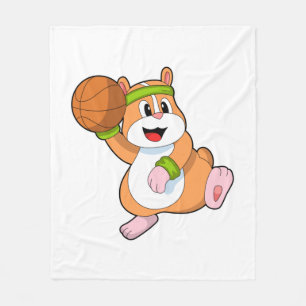 Hamster als Basketballspieler mit Basketball Fleecedecke