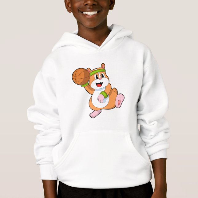 Hamster als Basketballspieler mit Basketball Hoodie (Vorderseite)