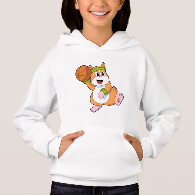 Hamster als Basketballspieler mit Basketball Hoodie (Vorderseite)